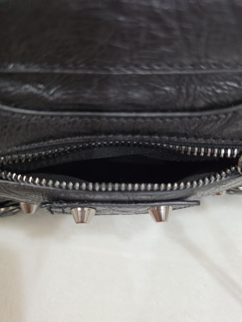 Faux Leather Mini Y2K Silver Studded Crossbody Bag with Long Tassels in Black - Picture 7 of 13